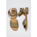 Buneo Shoes 01WU3101 Haki Deri Kadın Sandalet
