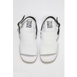Buneo Shoes 01WU4108 Beyaz Siyah Deri Kadın Sandalet