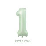 Bunloon 1 Rakam Balon Retro Yeşil Renk 76 cm Doğum Günü Parti Süsleme