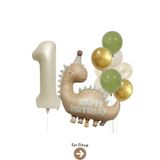 Bunloon 1 Yaş Retro Dinozor Gold Konfeti Balon Set Dekoru