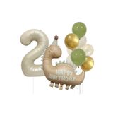 Bunloon 2 Yaş Retro Dinozor Gold Konfeti Balon Set Dekoru