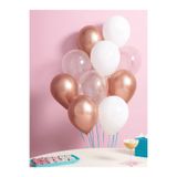 Bunloon 20’li Krom Rose Gold Pastel Beyaz ve Şeffaf Balon Seti Doğum Günü Parti Süsleme