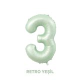 Bunloon 3 Rakam Balon Retro Yeşil Renk 76 cm Doğum Günü Parti Süsleme