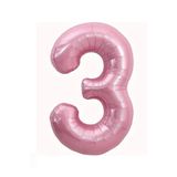 Bunloon 3 Rakam Pembe Renk Dev Folyo Balon 76 cm Doğum Günü Parti Süsleme