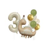 Bunloon 3 Yaş Retro Dinozor Gold Konfeti Balon Set Dekoru