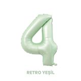 Bunloon 4 Rakam Balon Retro Yeşil Renk 76 cm Doğum Günü Parti Süsleme