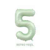 Bunloon 5 Rakam Balon Retro Yeşil Renk 76 cm Doğum Günü Parti Süsleme