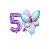 Bunloon 5 Yaş Mor Rakam Kelebek Temalı Balon Set Dekoru