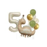 Bunloon 5 Yaş Retro Dinozor Gold Konfeti Balon Set Dekoru