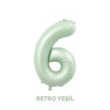 Bunloon 6 Rakam Balon Retro Yeşil Renk 76 cm Doğum Günü Parti Süsleme