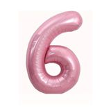 Bunloon 6 Rakam Pembe Renk Dev Folyo Balon 76 cm Doğum Günü Parti Süsleme