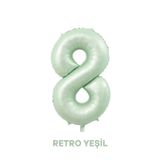 Bunloon 8 Rakam Balon Retro Yeşil Renk 76 cm Doğum Günü Parti Süsleme