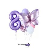 Bunloon 8 Yaş Mor Kelebek Temalı Doğum Günü Balon Seti Parti Süsleme