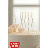 Bunloon Beyaz Spiral Doğum Günü Pasta Mumu 6 Adet 15 Cm