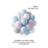 Bunloon Buz Mavisi Beyaz Karlar Temalı Balon Seti 21 Adet Kız Doğum Günü Parti Süsleme