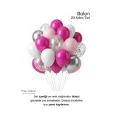 Bunloon Fuşya Pembe Balon Seti 20 Adet Kız Doğum Günü Parti Süsleme