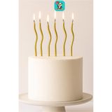 Bunloon Gold Renk Kıvrımlı Doğum Günü Mumları 6’lı Set Pasta Süs Mum Doğum Günü Pasta Süsleme