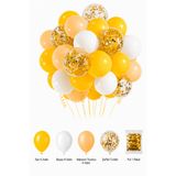 Bunloon Gün Işığı Sarı Beyaz Makaron Turuncu Altın Konfetili Şeffaf Balon Doğum Günü Parti Süsleme 19 Adet
