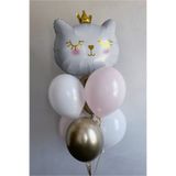 Bunloon Kedi Figürlü Balon Seti Pembe Gold 7’li Doğum Günü Parti Süsleme