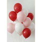 Bunloon Kırmızı Beyaz Pembe Balon Seti 15 Li Sevgililer Günü Doğum Günü Parti Süsleme