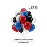 Bunloon Kırmızı Lacivert Siyah Süper Kahraman Balon Seti 20 Adet Parti Doğum Günü Süsleme