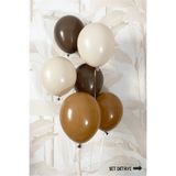 Bunloon Koyu Kahverengi Karamel Kum Beyazı Retro Balon Seti 15 Adet Doğum Günü Parti Balonu Parti Süsleme