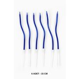 Bunloon Lacivert Spiral Doğum Günü Pasta Mumu 6 Adet 15 Cm