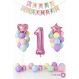 Bunloon Makaron 1 Yaş Doğum Günü Balon Seti Happy Birthday Parti Süsleri