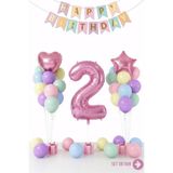 Bunloon Makaron 2 Yaş Doğum Günü Balon Seti Happy Birthday Parti Süsleri