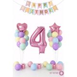Bunloon Makaron 4 Yaş Doğum Günü Balon Seti Happy Birthday Parti Süsleri