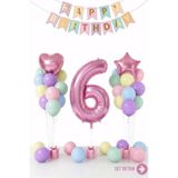 Bunloon Makaron 6 Yaş Doğum Günü Balon Seti Happy Birthday Parti Süsleri