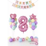 Bunloon Makaron 8 Yaş Doğum Günü Balon Seti Happy Birthday Parti Süsleri