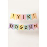 Bunloon Makaron Renk İyi Ki Doğdun Banner Doğum Günü Parti Süsleme