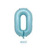 Bunloon Mavi Renk 0 Rakam Dev Folyo Balon 76 cm Doğum Günü Parti Süsleme