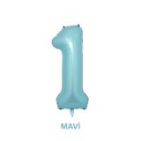 Bunloon Mavi Renk 1 Rakam Dev Folyo Balon 76 cm Doğum Günü Parti Süsleme