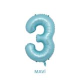 Bunloon Mavi Renk 3 Rakam Dev Folyo Balon 76 cm Doğum Günü Parti Süsleme