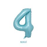 Bunloon Mavi Renk 4 Rakam Dev Folyo Balon 76 cm Doğum Günü Parti Süsleme