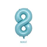 Bunloon Mavi Renk 8 Rakam Dev Folyo Balon 76 cm Doğum Günü Parti Süsleme