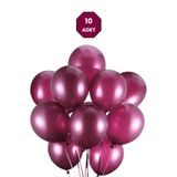 Bunloon Metalik Bordo Balon 10 Adet Doğum Günü Parti ve Organizasyon Seti Parti Süsleme