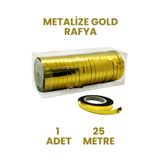 Bunloon Metalize Altın Rafya 1 Adet, 25 Metre, Estetik Parti Organizasyon