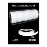 Bunloon Metalize Beyaz Rafya – 25 Metre | Balon İpi, Paket Süsleme, Dekoratif Şerit