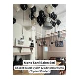 Bunloon Mono Sand Balon Seti Pastel Siyah Deniz Kumu Renk Doğum Günü Parti Süsleme