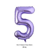 Bunloon Mor 5 Rakam Folyo Balon Doğum Günü Dekoru
