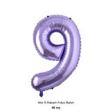 Bunloon Mor 9 Rakam Folyo Balon Doğum Günü Dekoru