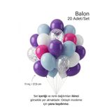 Bunloon Mor Mavi Deniz Kızı Temalı Balon Seti 20 Adet Kız Doğum Günü Parti Süsleme