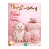 Bunloon Pembe Ayıcık Temalı 5 Yaş Doğum Günü Folyo Balon Seti Parti Süsleme