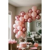 Bunloon Pembe Krom Balon Seti 30'lu Kız Bebek Baby Shower Kına Nişan Doğum Günü Parti Süsleme Dekorasyon