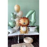 Bunloon Retro Renk 4 Yaş Aslan Temalı 10 Parça Balon Seti Parti Süsleme
