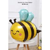 Bunloon Sevimli Arı Folyo Balon 81x65 cm Sarı Siyah Büyük Boy Parti Süsü Doğum Günü Dekoru
