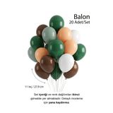 Bunloon Yeşil Kahve Dinozor Temalı Balon Seti 20 Adet Erkek Doğum Günü Parti Süsleme